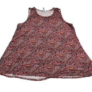 AWULIFFAN Tank Top Womens 3XL Red Pink Orange Blue Paisley Bohemian Fairy